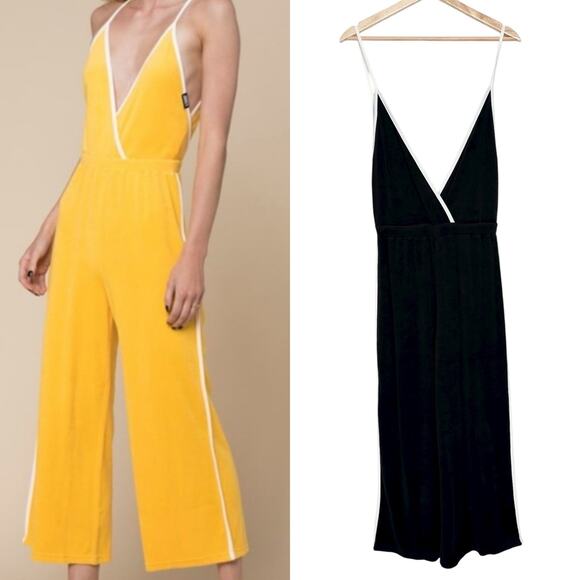 RARE Juicy Couture Spaghetti Strap V Neck Terry Jumpsuit | Black White | SZ S - Picture 1 of 11